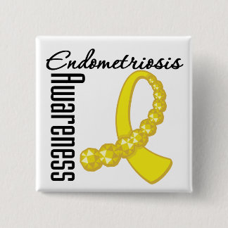 Endometriosis Awareness Gemstone Ribbon Pinback Button