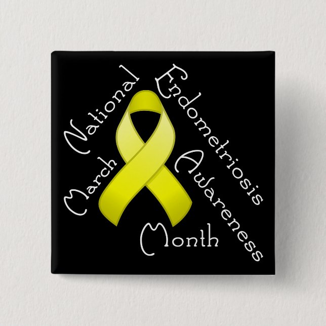 Endometriosis Awareness Month Square Dark Button (Front)