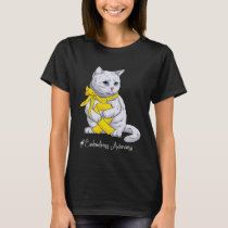 Endometriosis Awareness Month Yellow Ribbon Cat T-Shirt