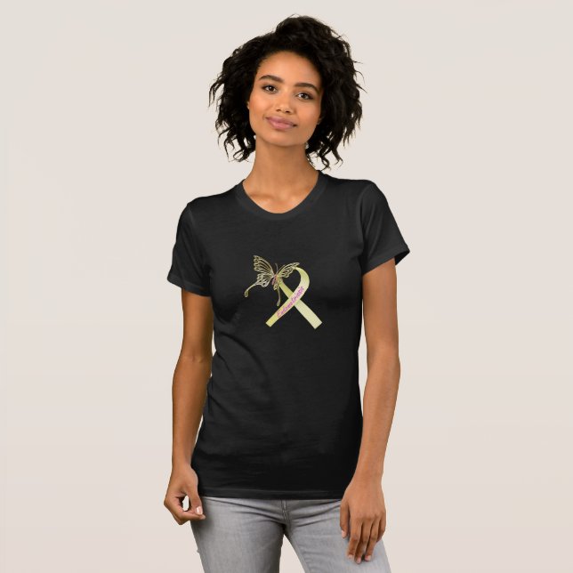 Endometriosis Awareness Ribbon Butterfly T-Shirt (Front Full)