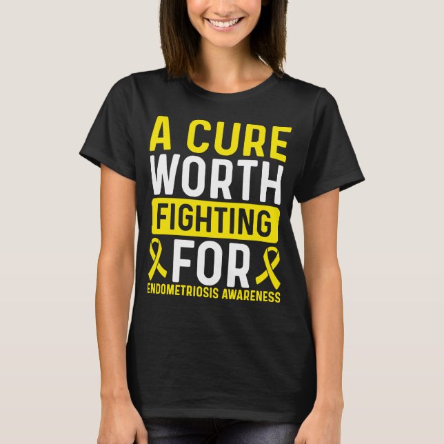 Endometriosis Awareness Ribbon Cure Survivor T-Shirt (Front)