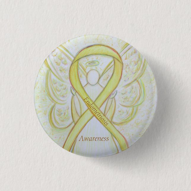 Endometriosis Awareness Ribbon Custom Angel Pin (Front)