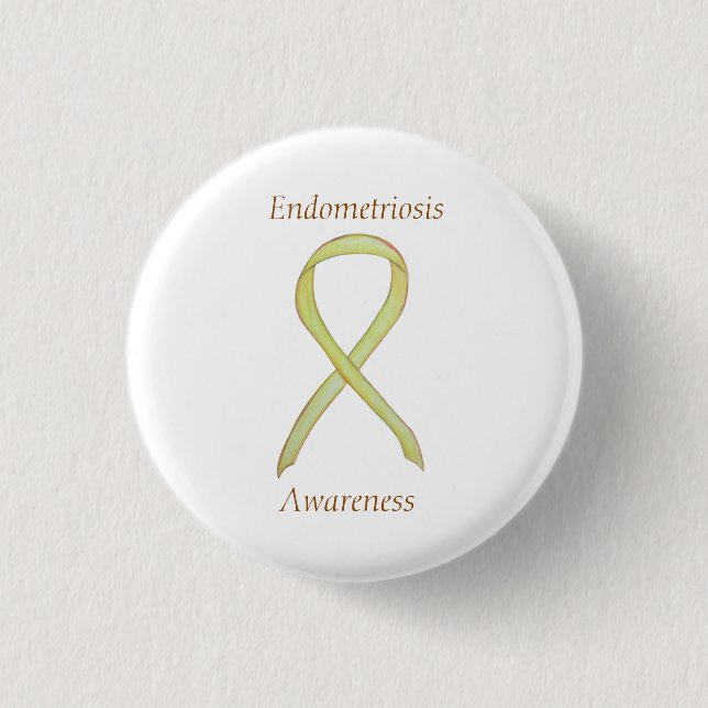 Endometriosis Awareness Ribbon Custom Pin (Front)