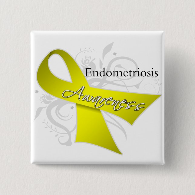 Endometriosis Awareness Ribbon Pinback Button (Front)