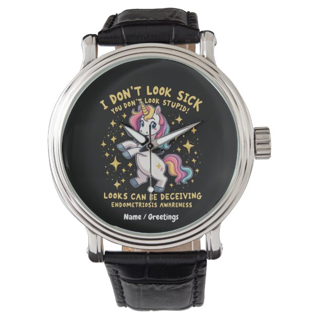 Endometriosis Awareness Strong Unicorn Warrior  Watch (Front)