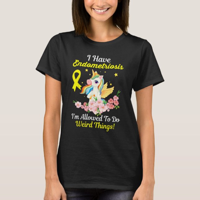 Endometriosis Awareness  Unicorn Yellow Ribbon Sup T-Shirt (Front)