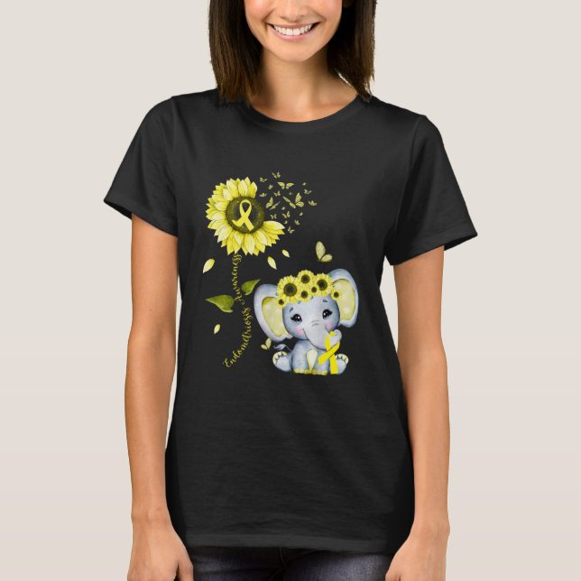 Endometriosis Awareness Yellow Hippie Sunflower El T-Shirt (Front)