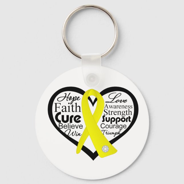 Endometriosis Heart Ribbon Collage Keychain (Front)