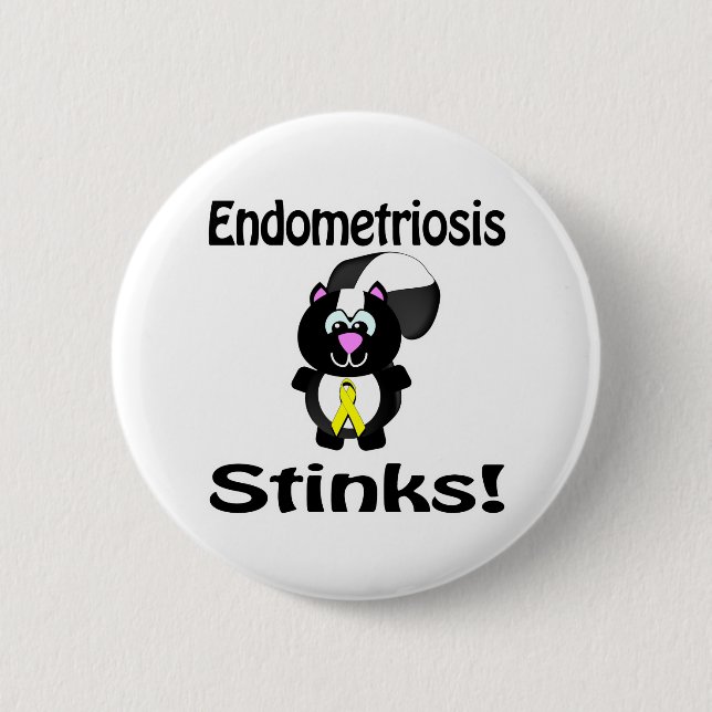 Endometriosis Stinks Skunk Awareness Design Pinback Button (Front)