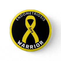 Endometriosis Warrior Ribbon Black Button