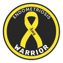 Endometriosis Warrior Ribbon Black Round Sticker