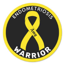 Endometriosis Warrior Ribbon Black Round Sticker