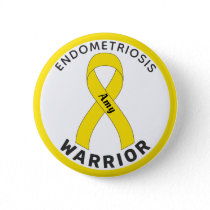 Endometriosis Warrior Ribbon White Button