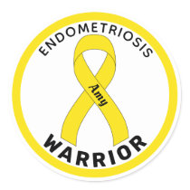Endometriosis Warrior Ribbon White Round Sticker