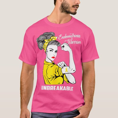 Endometriosis Warrior Unbreakable Arm Strong Woman T_Shirt