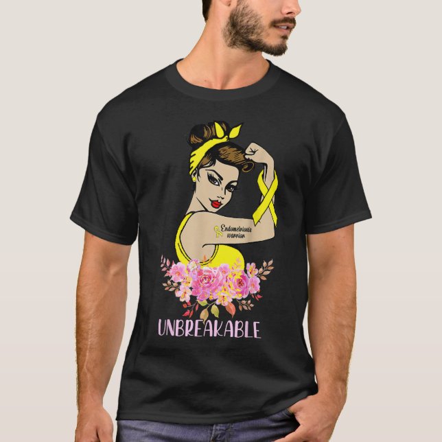Endometriosis Warrior Unbreakable Arm Tattoo Stron T-Shirt (Front)