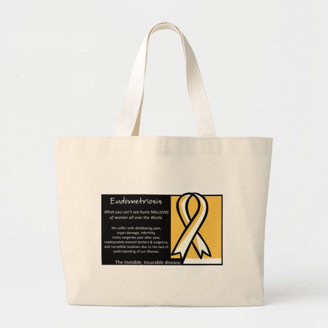 Endometriosis- Yellow Ribbon Large Tote Bag (Front)