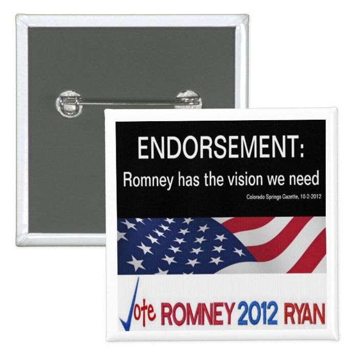 Endorsement Romney CO Springs Gazette Button