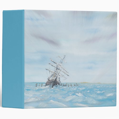Endurance trapped by the Antarctic Ice Painted 3 Ring Binder