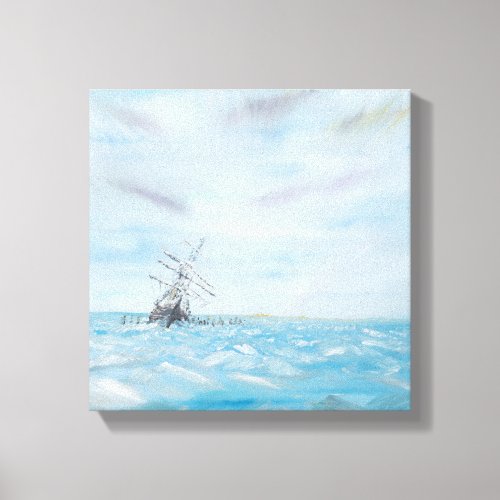 Endurance trapped by the Antarctic Ice Painted Canvas Print