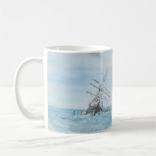 Endurance trapped by the Antarctic Ice. Painted Coffee Mug