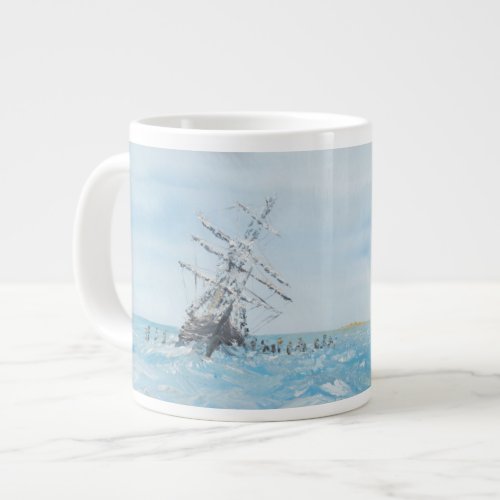 Endurance trapped by the Antarctic Ice Painted Large Coffee Mug