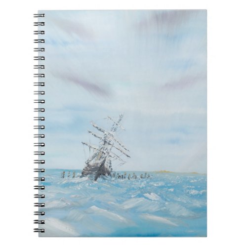 Endurance trapped by the Antarctic Ice Painted Notebook