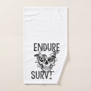 Endure and Survive Skull with Mushrooms Dark Sur Hand Towel