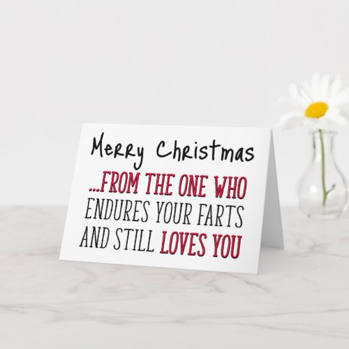 Endures Your Farts And Loves You Funny Christmas Card