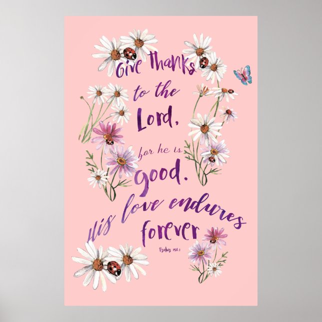Enduring Gratitude: Psalms 156:1 Christian Quote Poster (Front)
