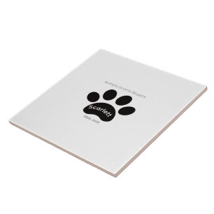 Enduring Paw Print Remembrance Design Ceramic Tile