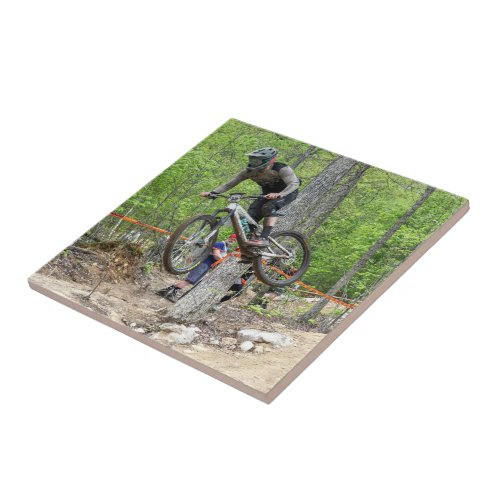 Enduro Mountain Bike Race Ceramic Tile