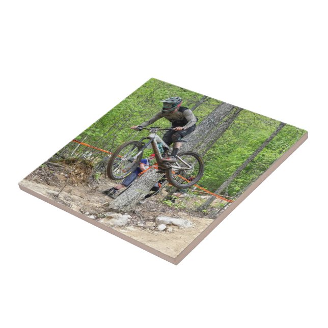 Enduro Mountain Bike Race Ceramic Tile (Side)