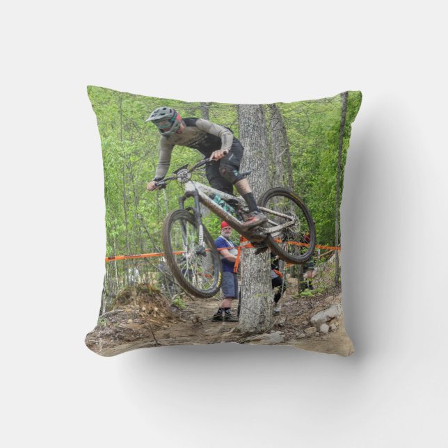 Enduro Mountain Bike Race Throw Pillow (Front)