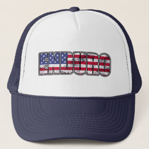 Enduro Mountain Biking American Flag Trucker Hat
