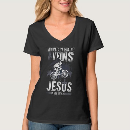 Enduro Mtb Mountain Bike Riding Downhill Jesus Fai T_Shirt