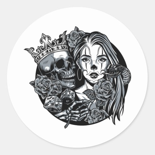 Enemies to lovers classic round sticker