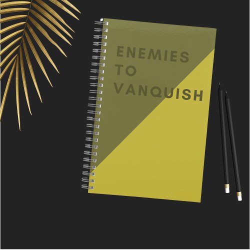 Enemies to Vanquish Funny Olive  Bright Green Notebook