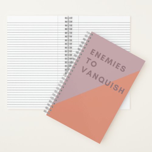 Enemies to Vanquish Funny Pink  Coral Modern Notebook