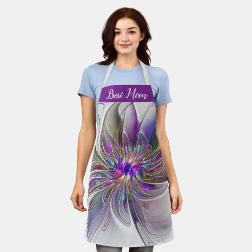 Energetic Abstract Fractal Art Flower Best Mom Apron
