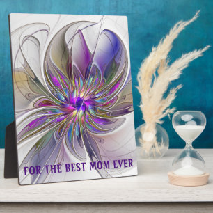 Energetic, Abstract Fractal Art Flower Best Mom Plaque