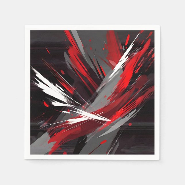 Energetic Abstract Red And Gray Bold Napkins (Front)