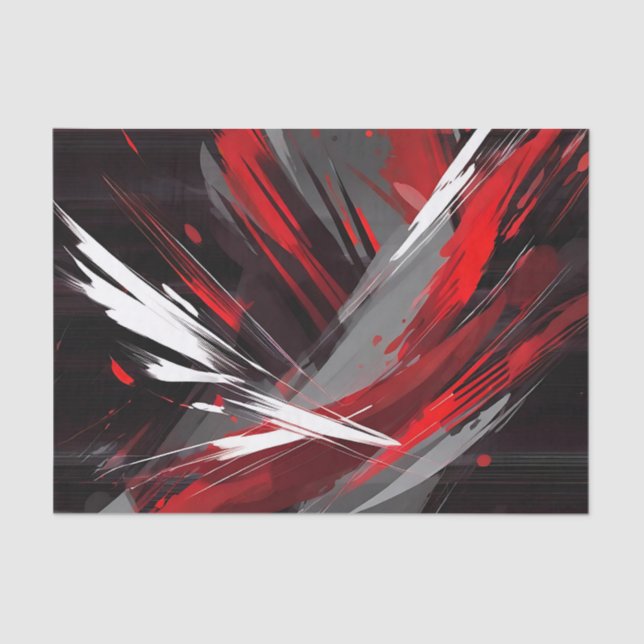 Energetic Abstract Red And Gray Bold Tissue Paper (Front)