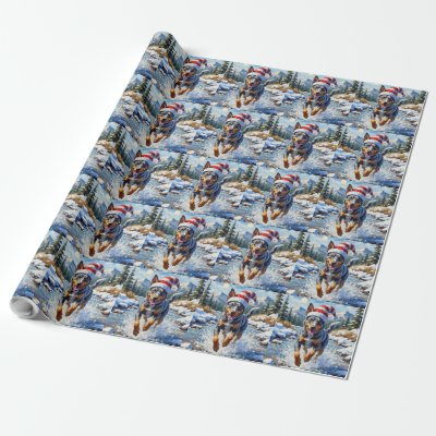 Energetic Blue Heeler Dog Winter Creek Christmas Wrapping Paper