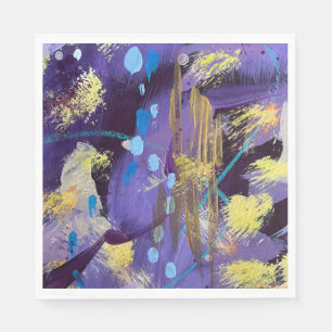 Energetic blue, purple, and gold abstract art  napkins