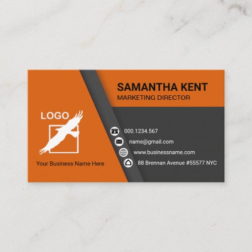 Energetic Bright Stunning Orange Trapezium Business Card