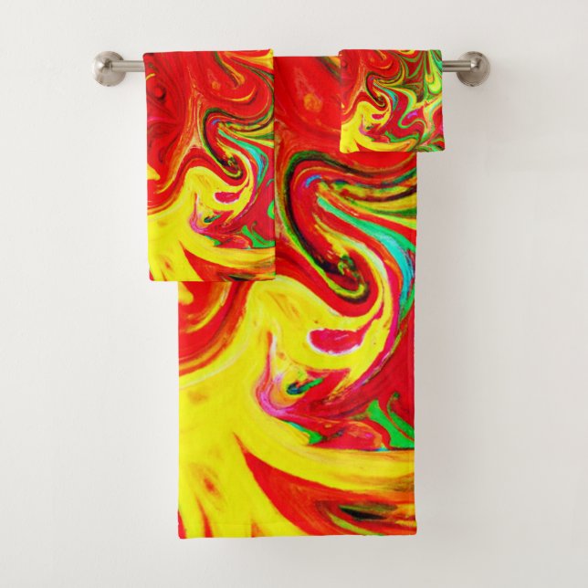 Energetic Color Burst Pattern Bath Towel Set (Insitu)
