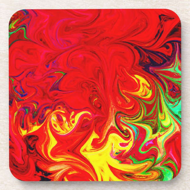 Energetic Color Burst Pattern Beverage Coaster (Front)
