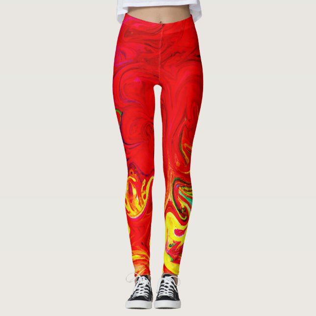Energetic Color Burst Pattern Leggings (Front)