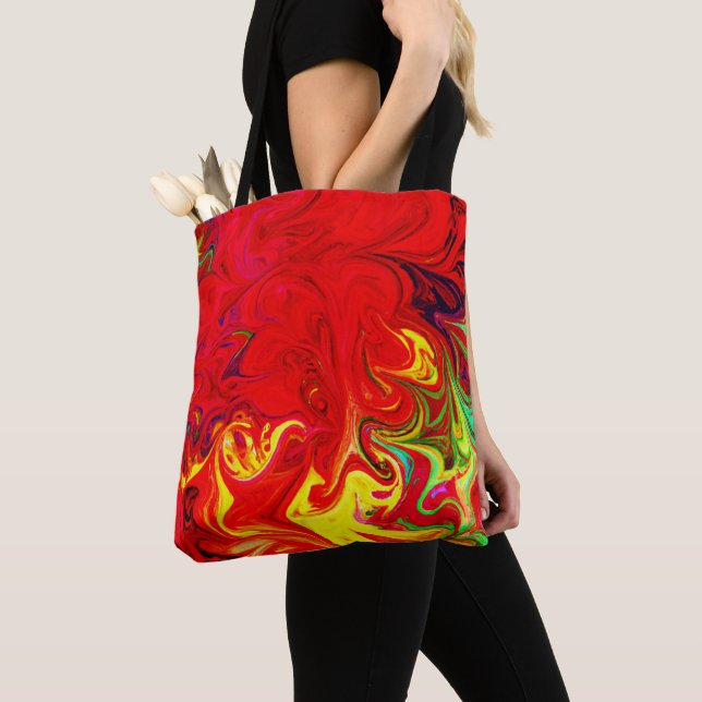 Energetic Color Burst Pattern Tote Bag (Close Up)